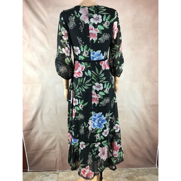 TAYLOR Floral Chiffon Asymmetrical Ruffle Dress Size 4 - Picture 7 of 8